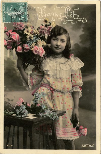 Bonne fête ansichtkaart, 1908 door French Photographer